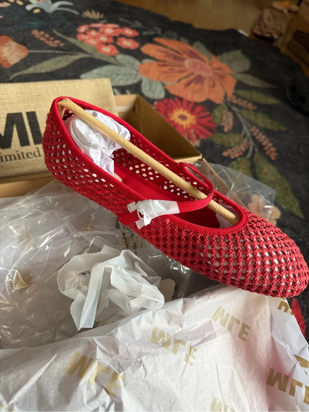 New!!! MIA Red size 9.5 Crochet Slip-On Ballet Flat